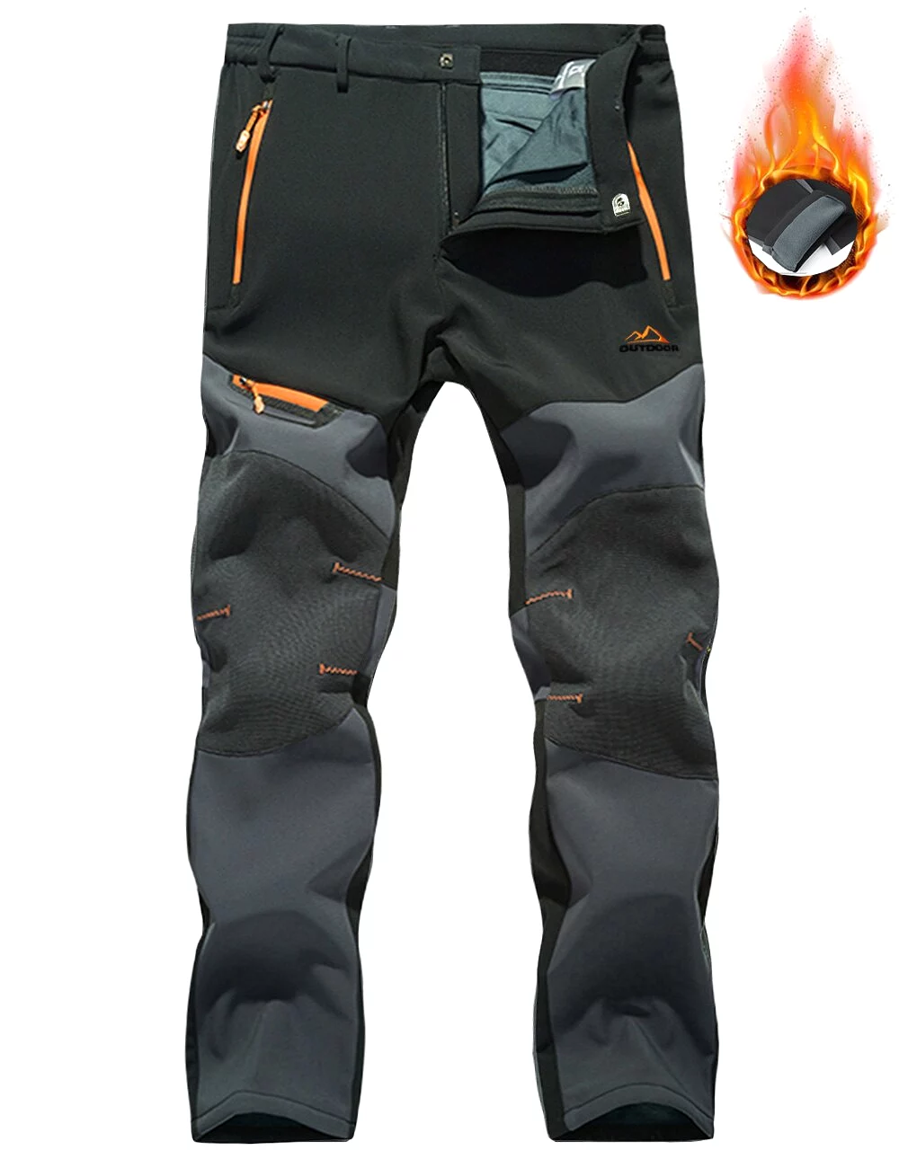 All Season Breathable Mens Tactical Pants Fishing Hiking Camping Waterproof No Fleece Pants Zipper Pocket Casual Trousers