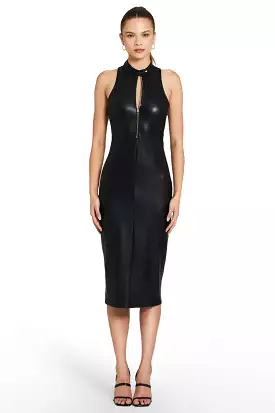 Amanda Uprichard - Declan Dress In Faux Leather - Black