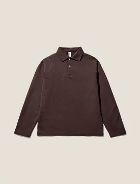 ANOTHER ASPECT Cotton L/S Jersey Polo Antique Brown