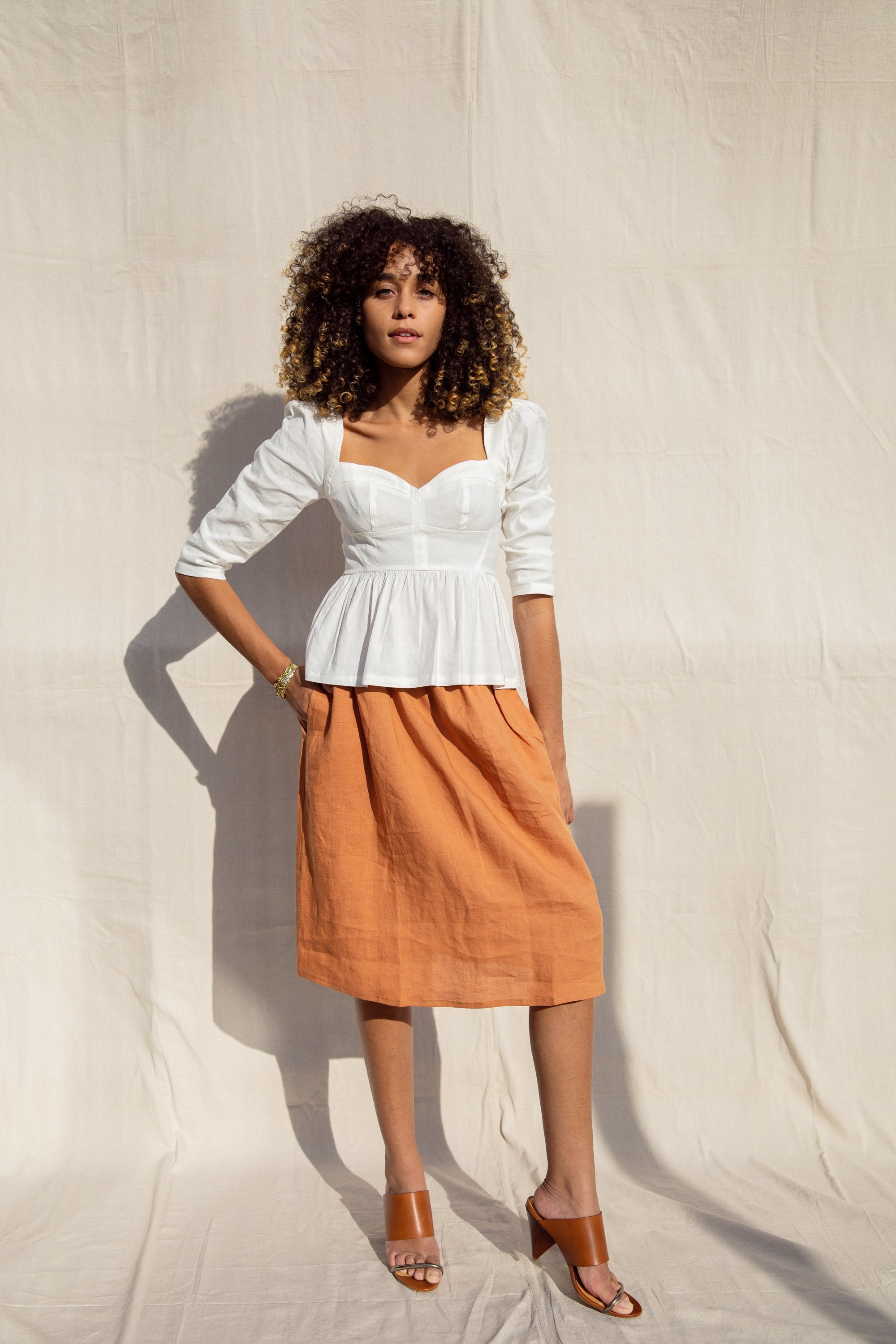 Beth Skirt / Terracotta Linen