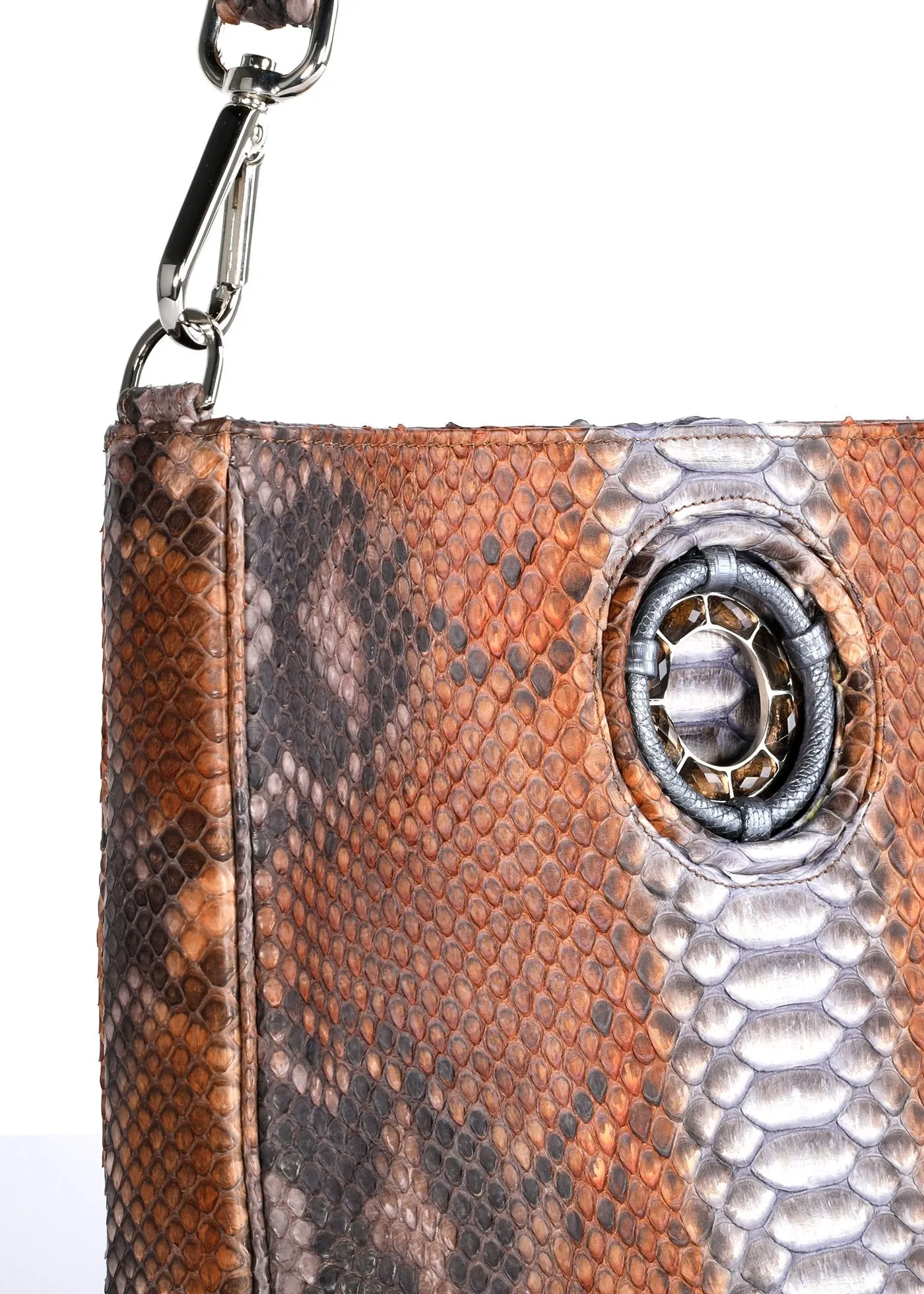 Cloe Jeweled Crossbody Tote - Brown Multi-Color, Smokey Topaz