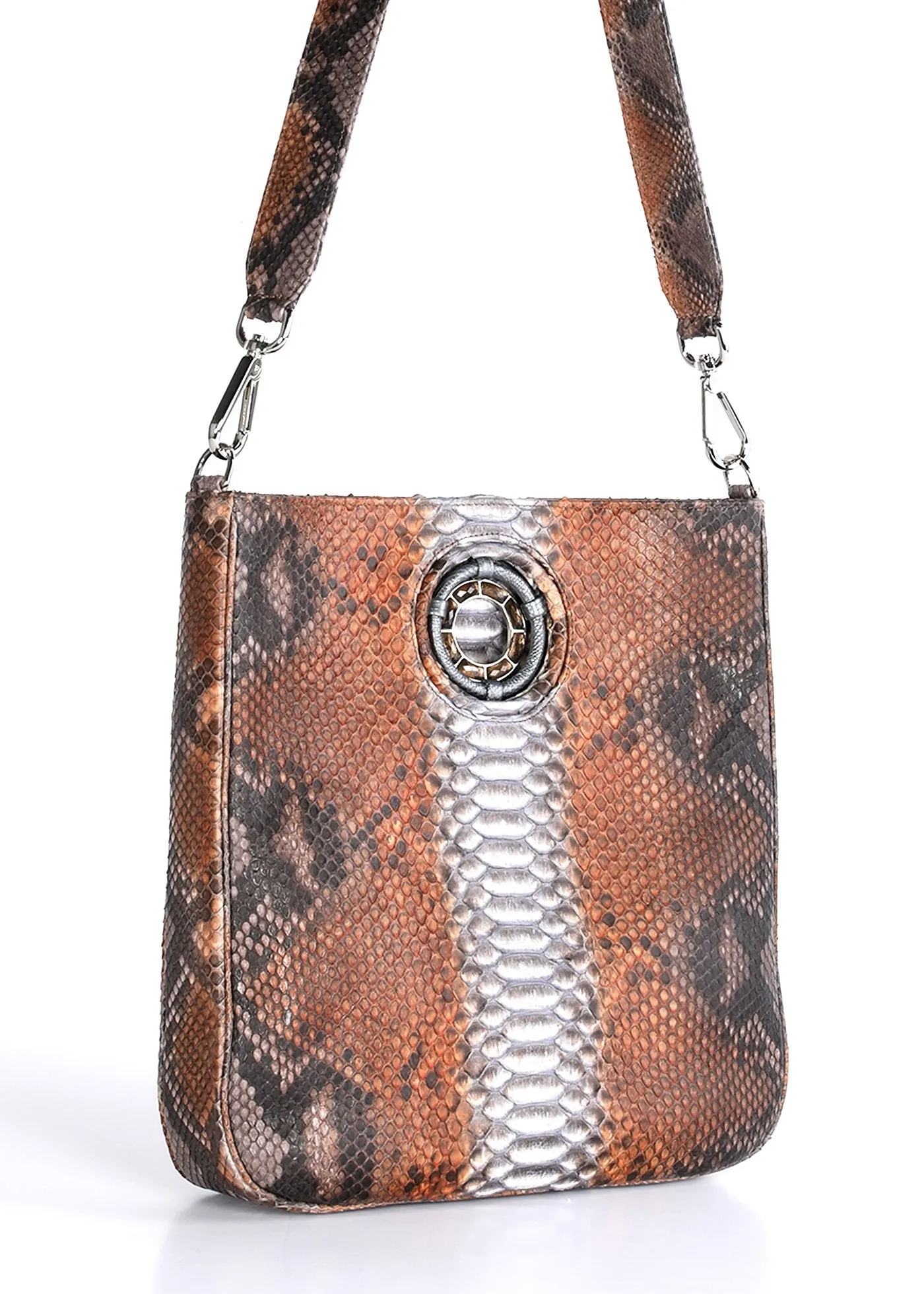 Cloe Jeweled Crossbody Tote - Brown Multi-Color, Smokey Topaz