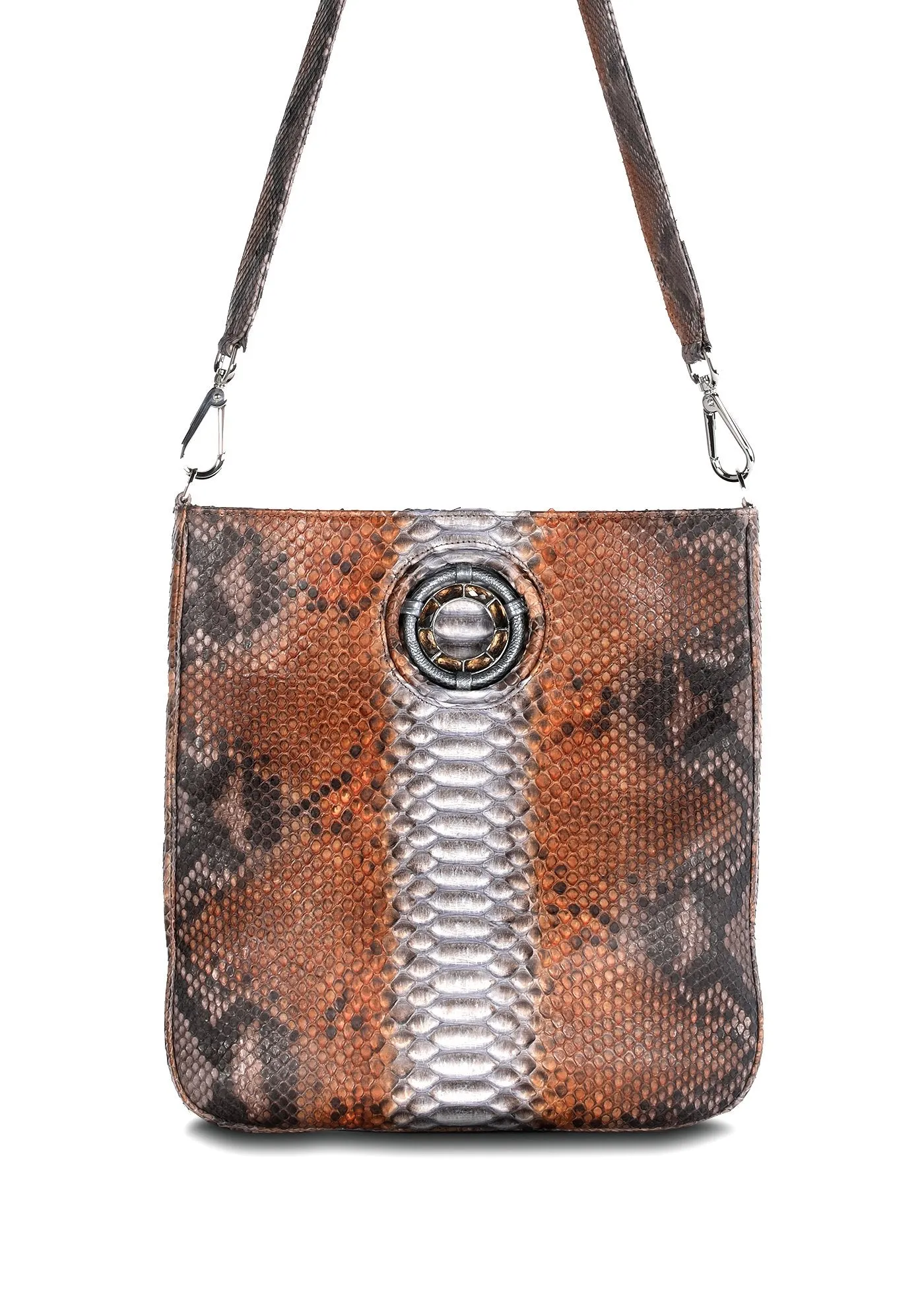 Cloe Jeweled Crossbody Tote - Brown Multi-Color, Smokey Topaz