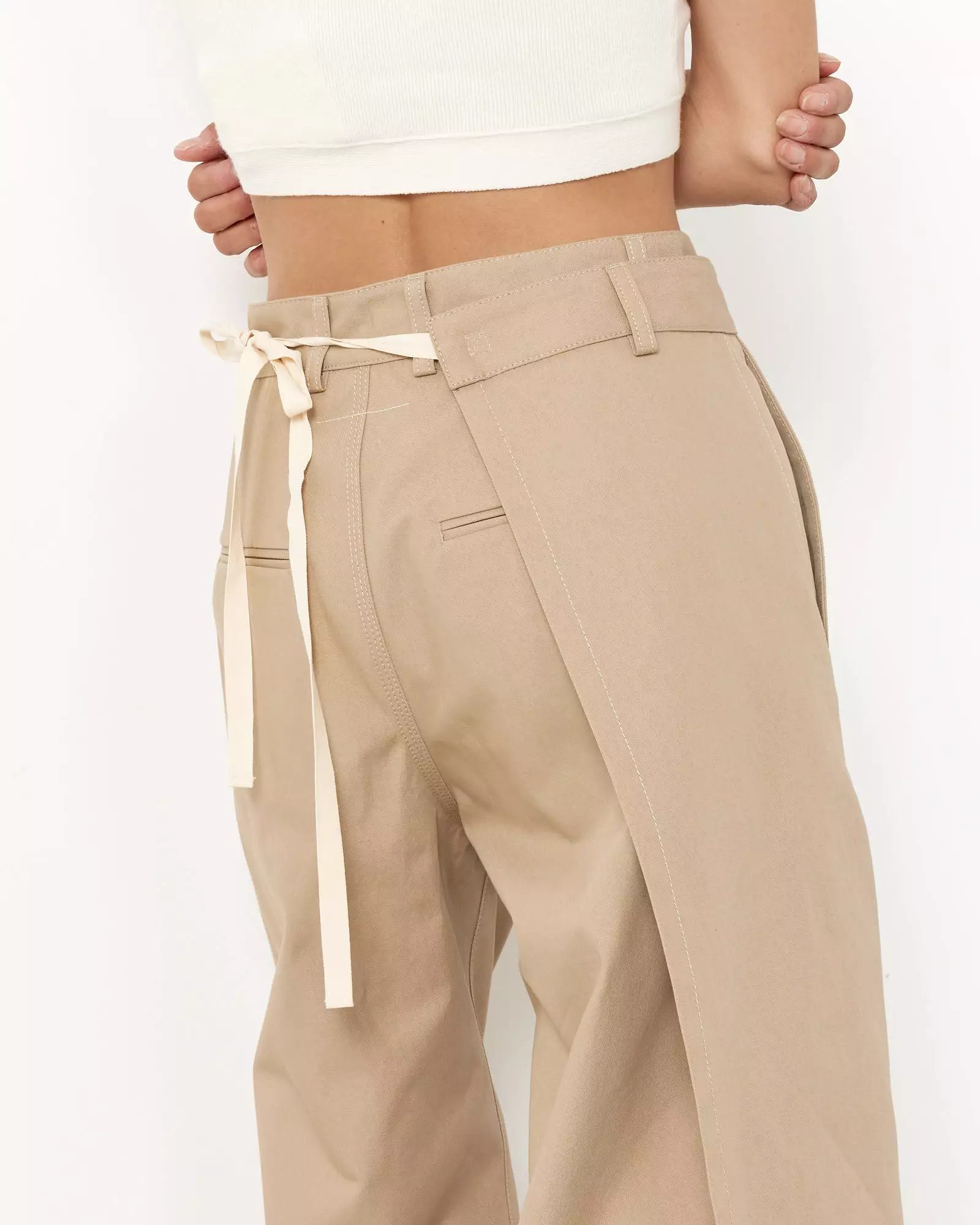 Cotton Gabardine Trousers in Beige