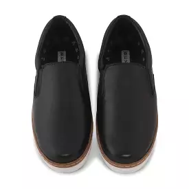 Ezok Mens Black Slip-On Sneakers