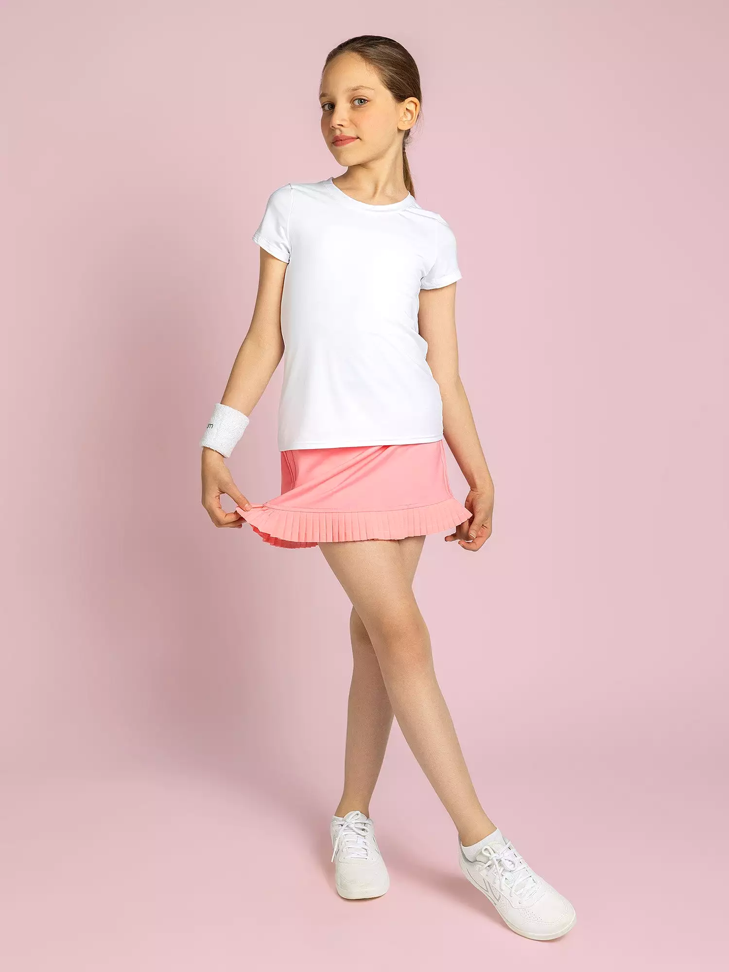 Girls Classic Tennis Pleated Skirt - Plumeria