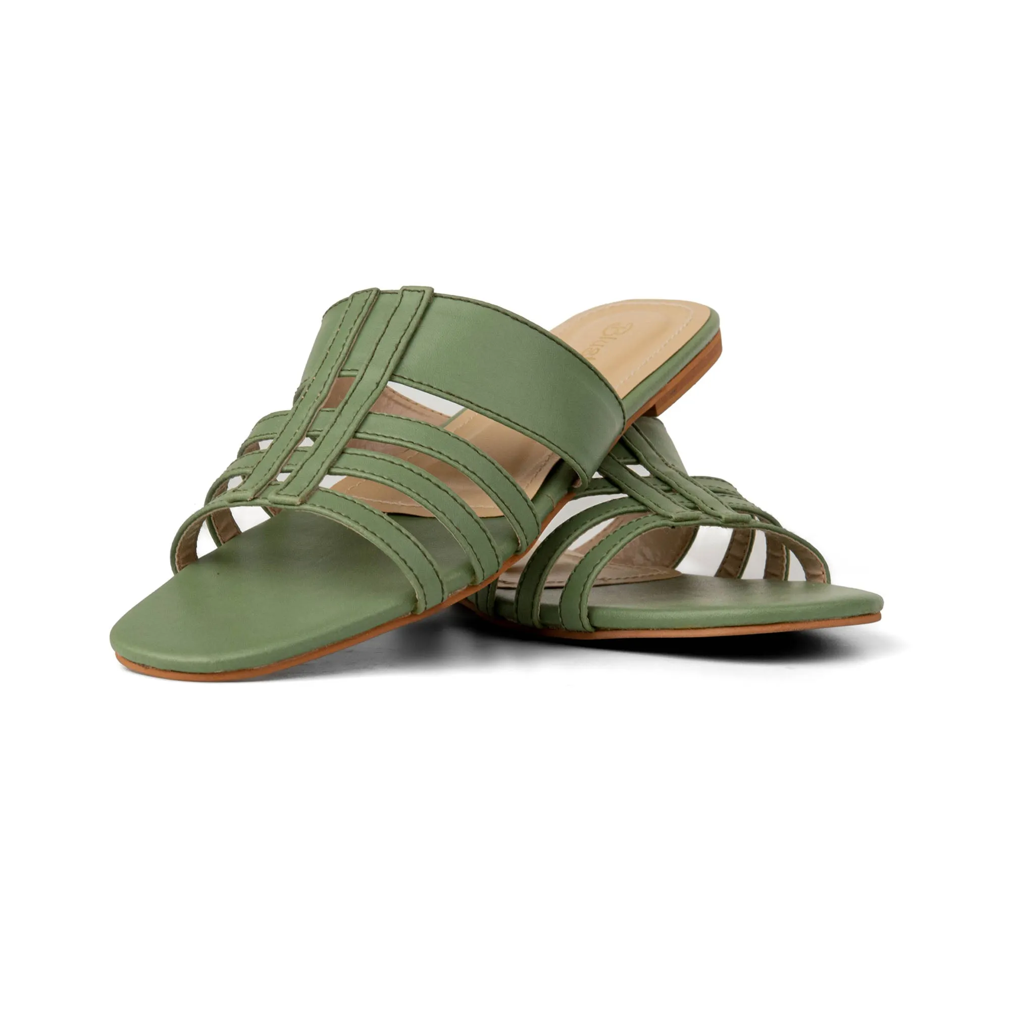 Green Multi Stripes Slides