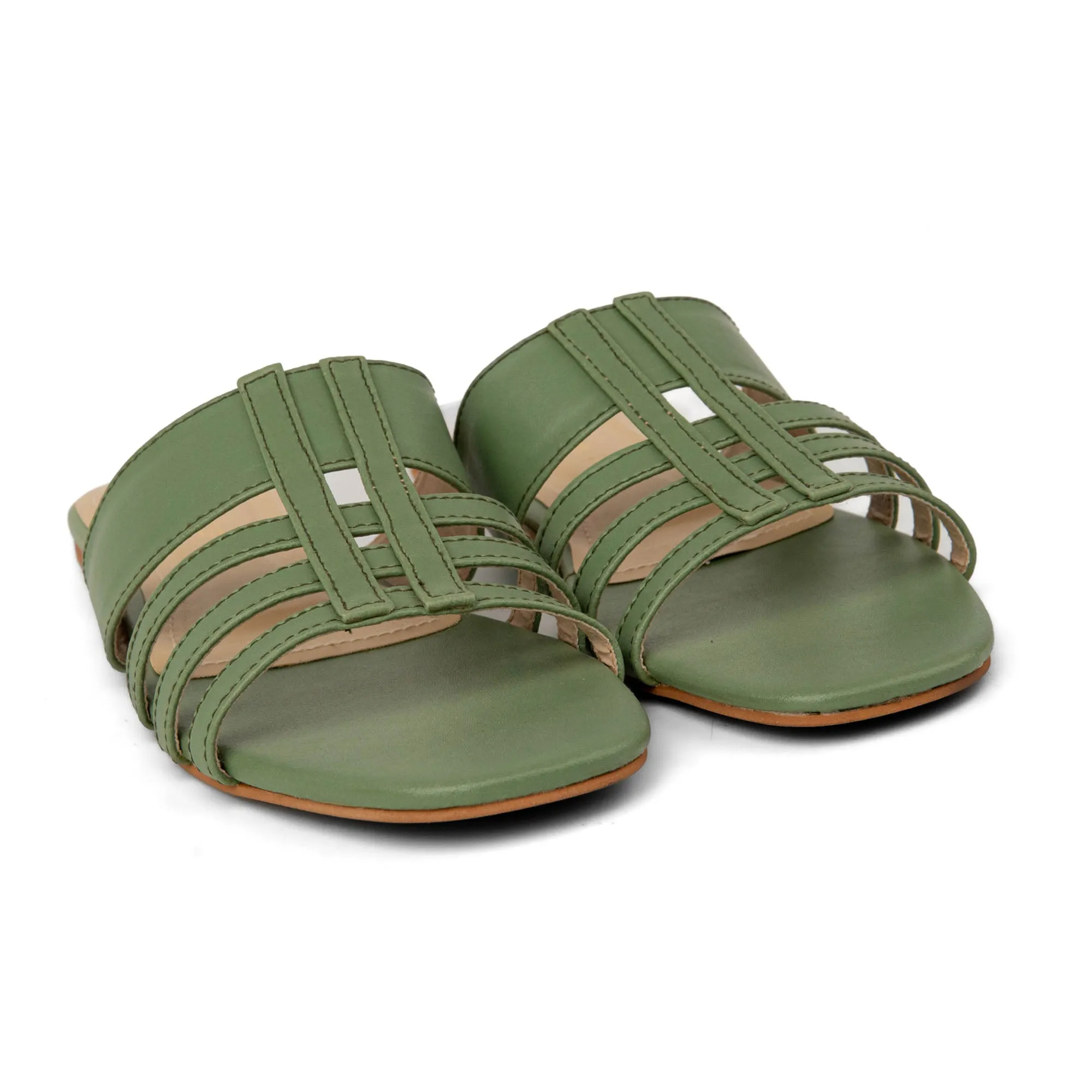 Green Multi Stripes Slides