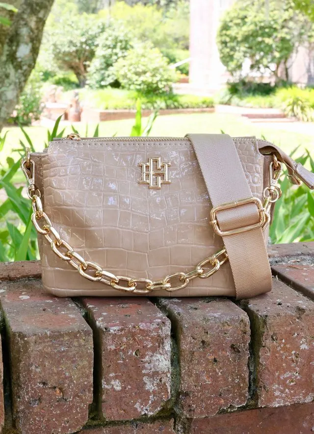 Jace Crossbody Taupe Patent