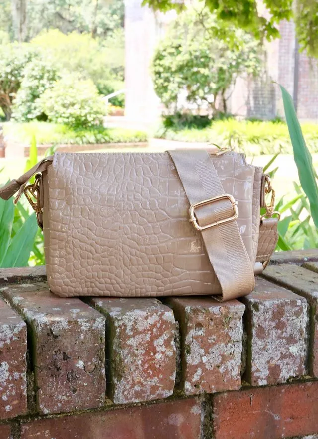 Jace Crossbody Taupe Patent