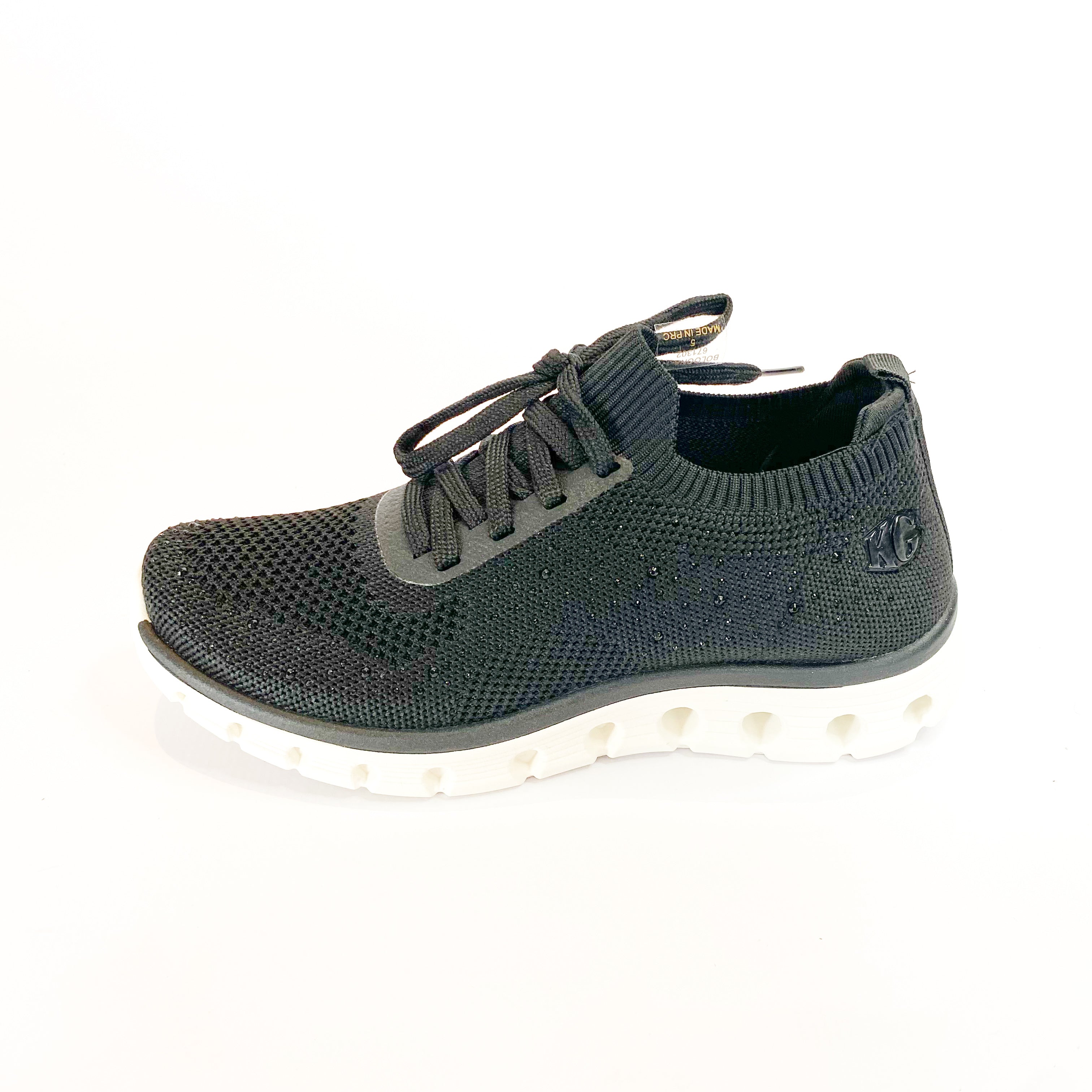 KG black sparkle knit lace up