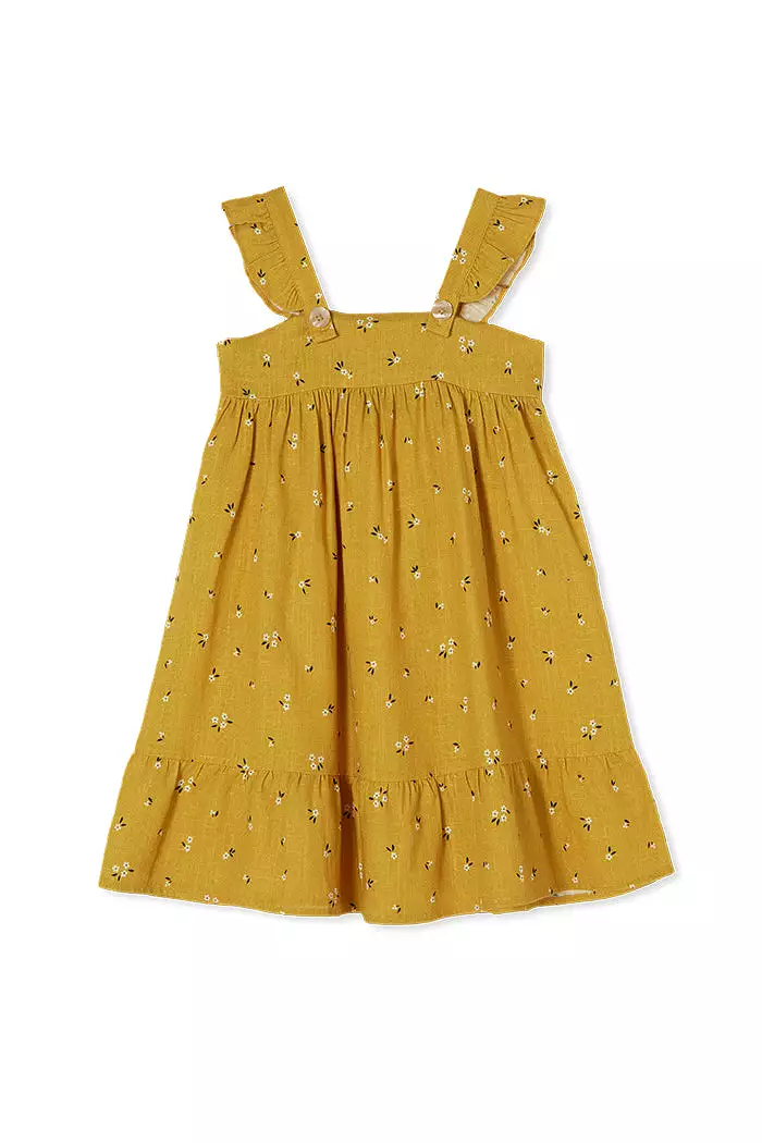 *Last Size* Milky Ditsy Floral Dress - Chartreuse - Size 5yr