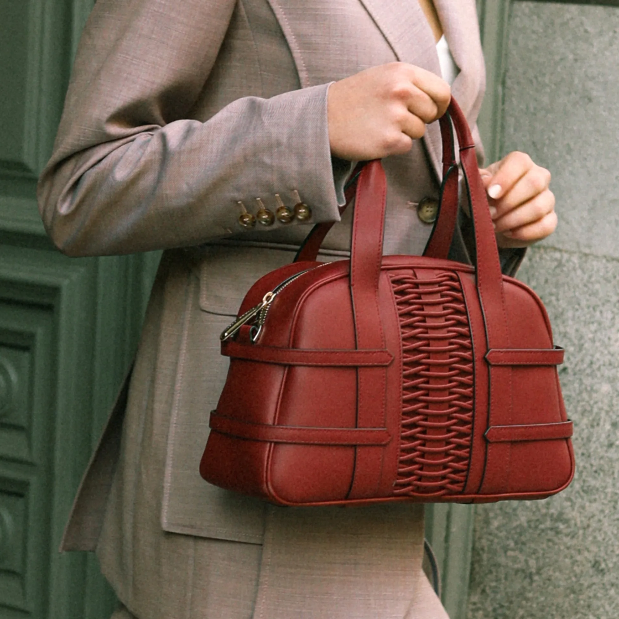 Medium Francesca braided bordeaux satchel