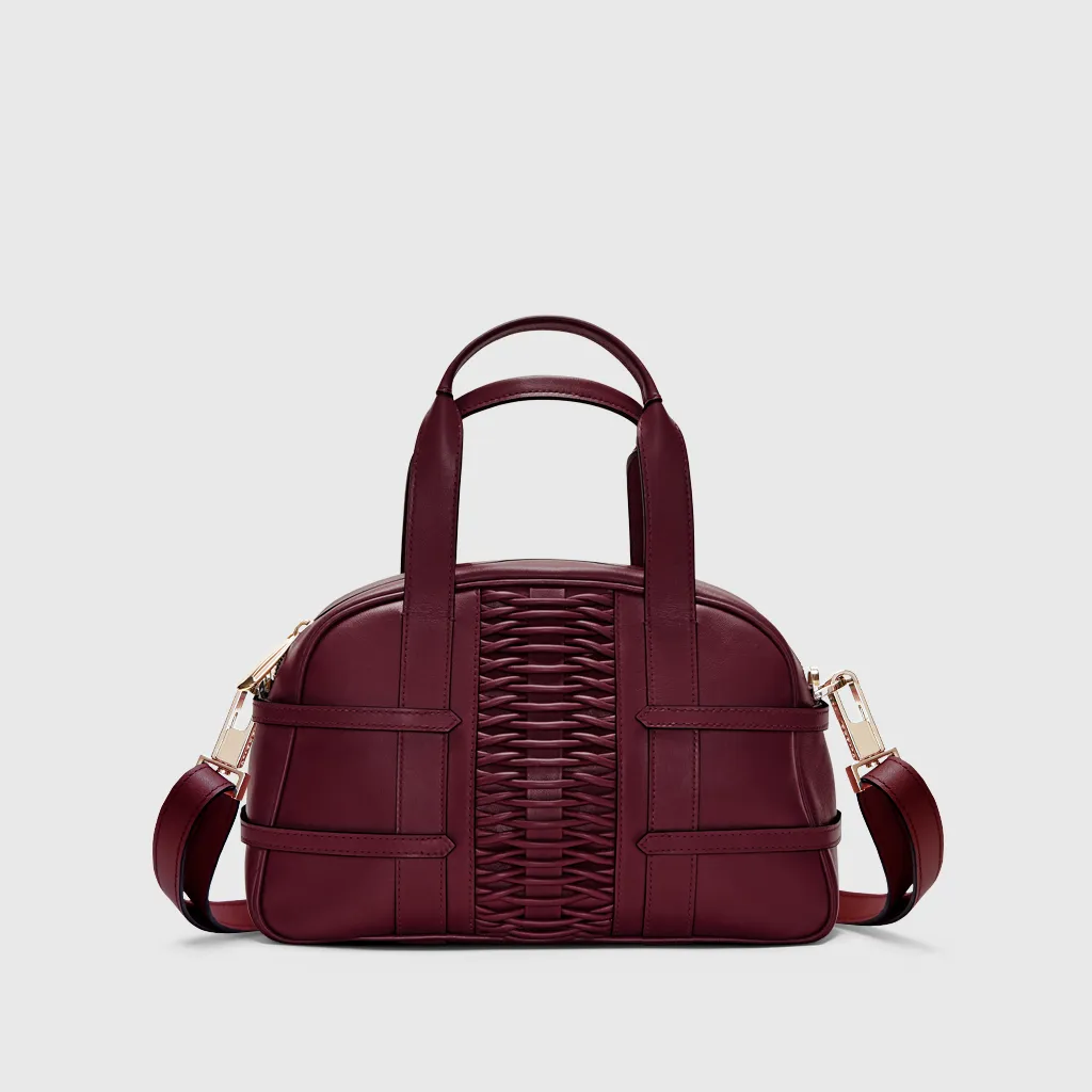 Medium Francesca braided bordeaux satchel