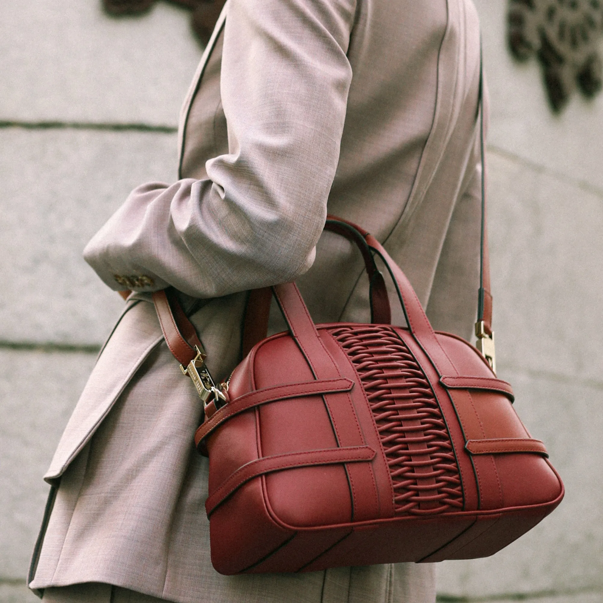 Medium Francesca braided bordeaux satchel