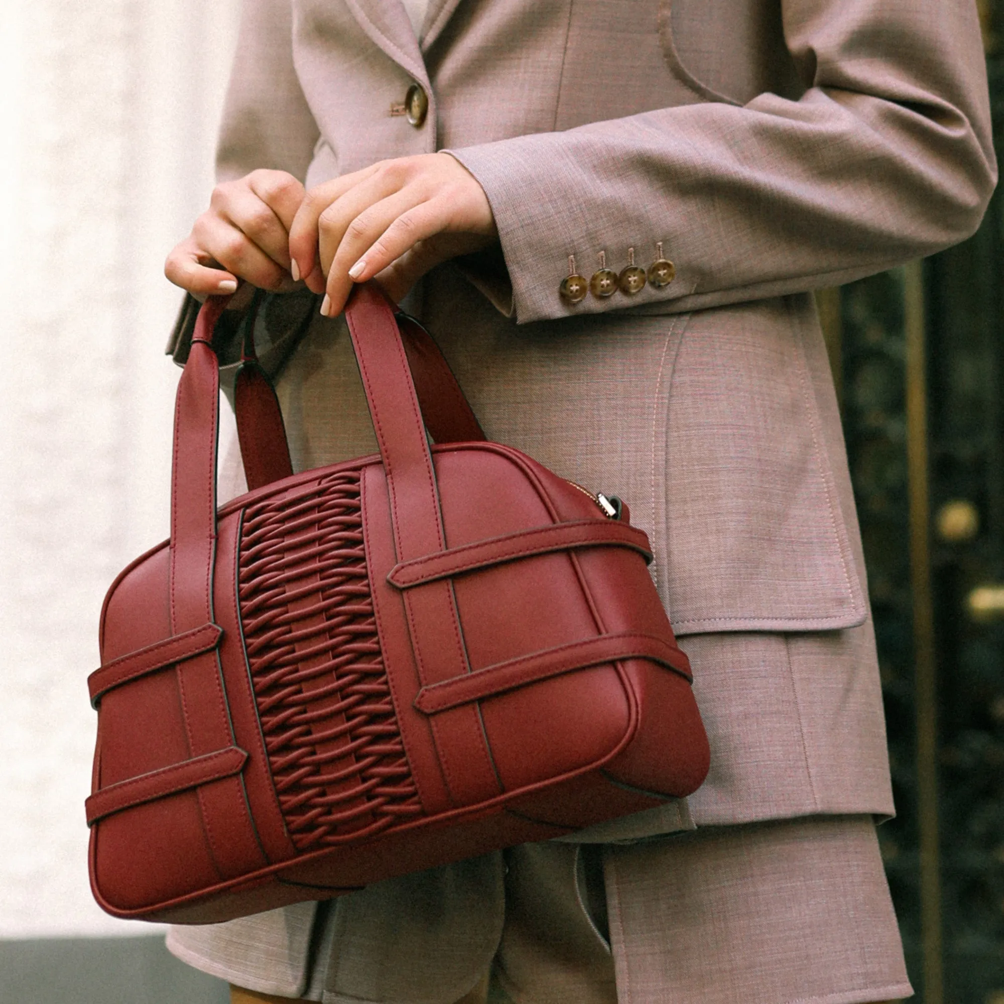 Medium Francesca braided bordeaux satchel