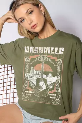 Nashville Music City Guitar Vintage Graphic Tees