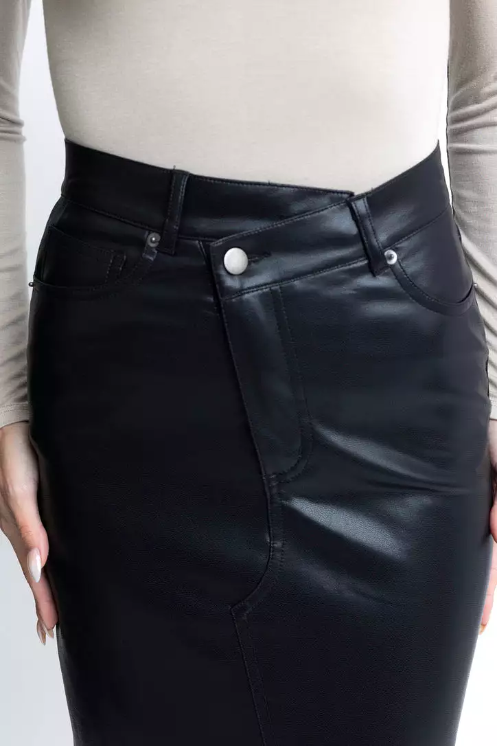 Pleather Cross Front Skirt