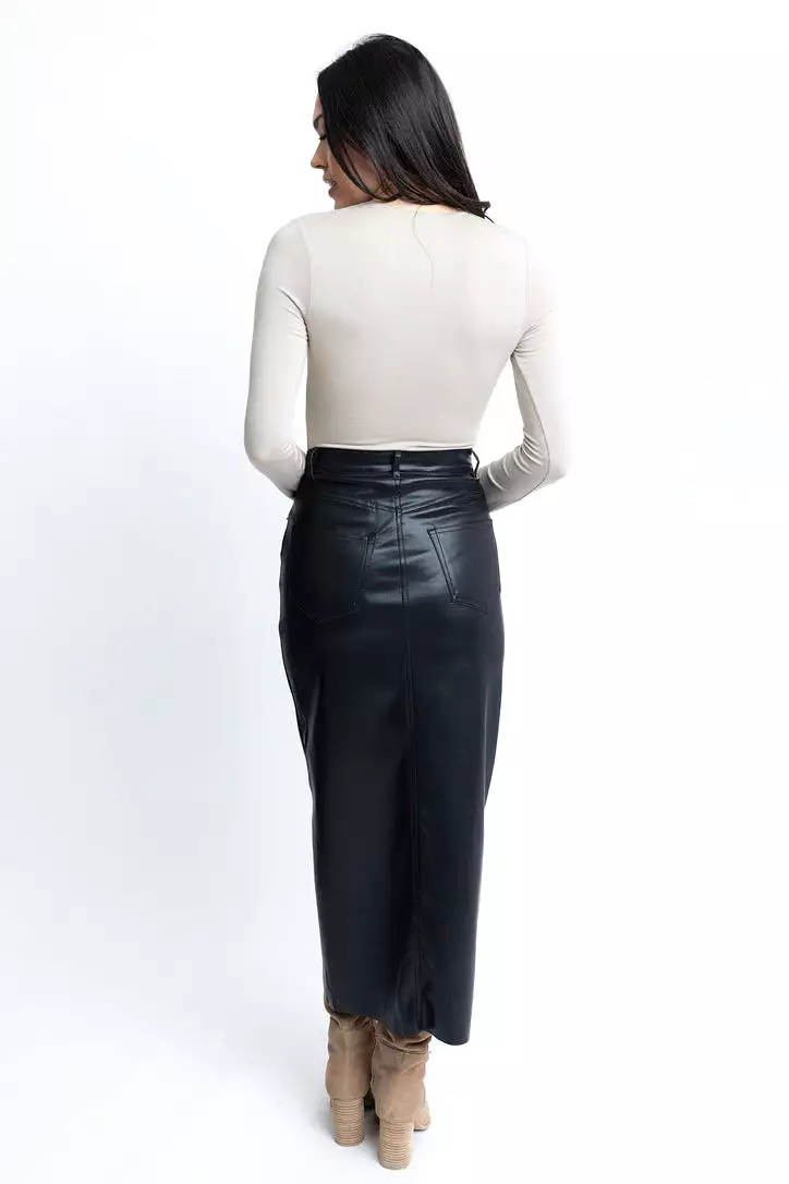 Pleather Cross Front Skirt