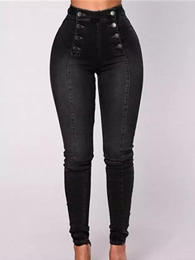 Plus Size High Waist Cotton Leggings Jeans for Women