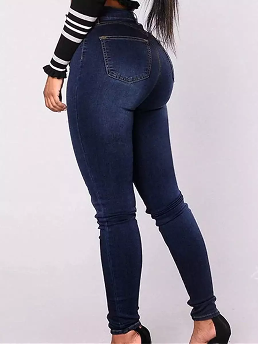 Plus Size High Waist Cotton Leggings Jeans for Women