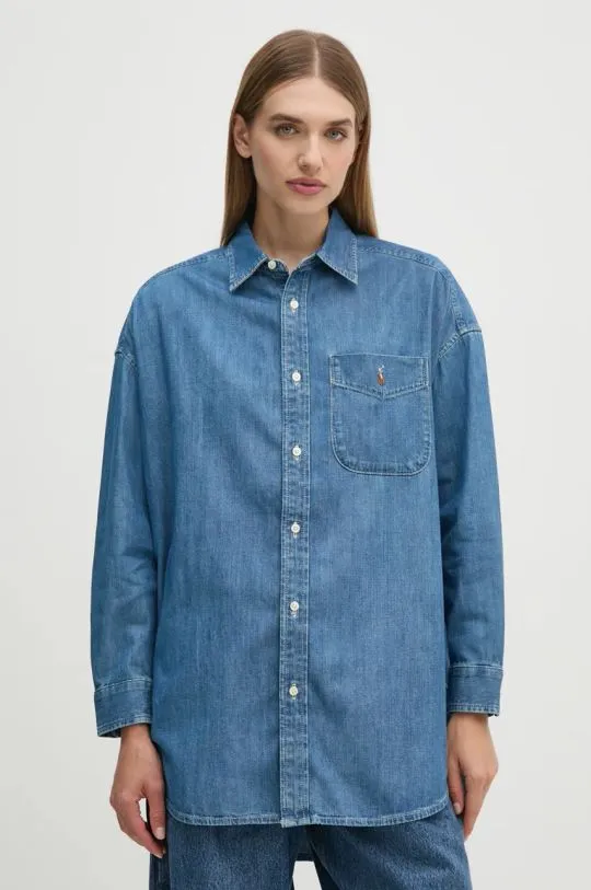 Polo Ralph Lauren denim shirt women's blue color relaxed 211952262