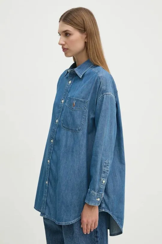 Polo Ralph Lauren denim shirt women's blue color relaxed 211952262