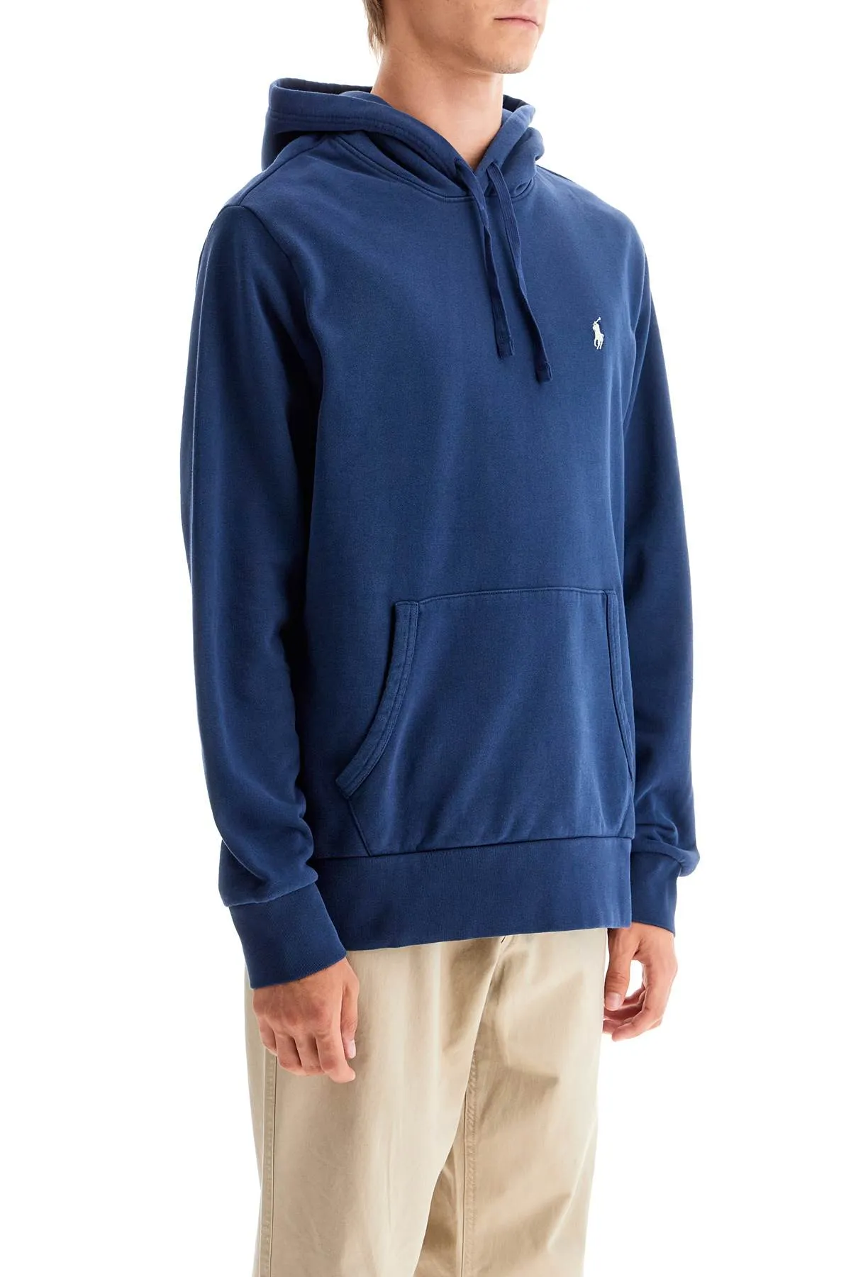 Polo Ralph Lauren Hooded Sweatshirt With Embroidered Pony   Blue