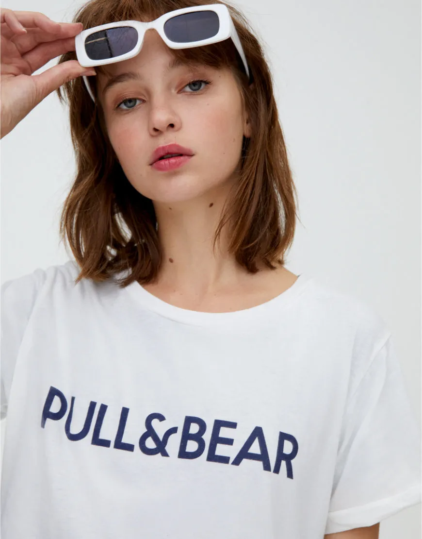 Pull and Bear Slim Fit T Shirt White