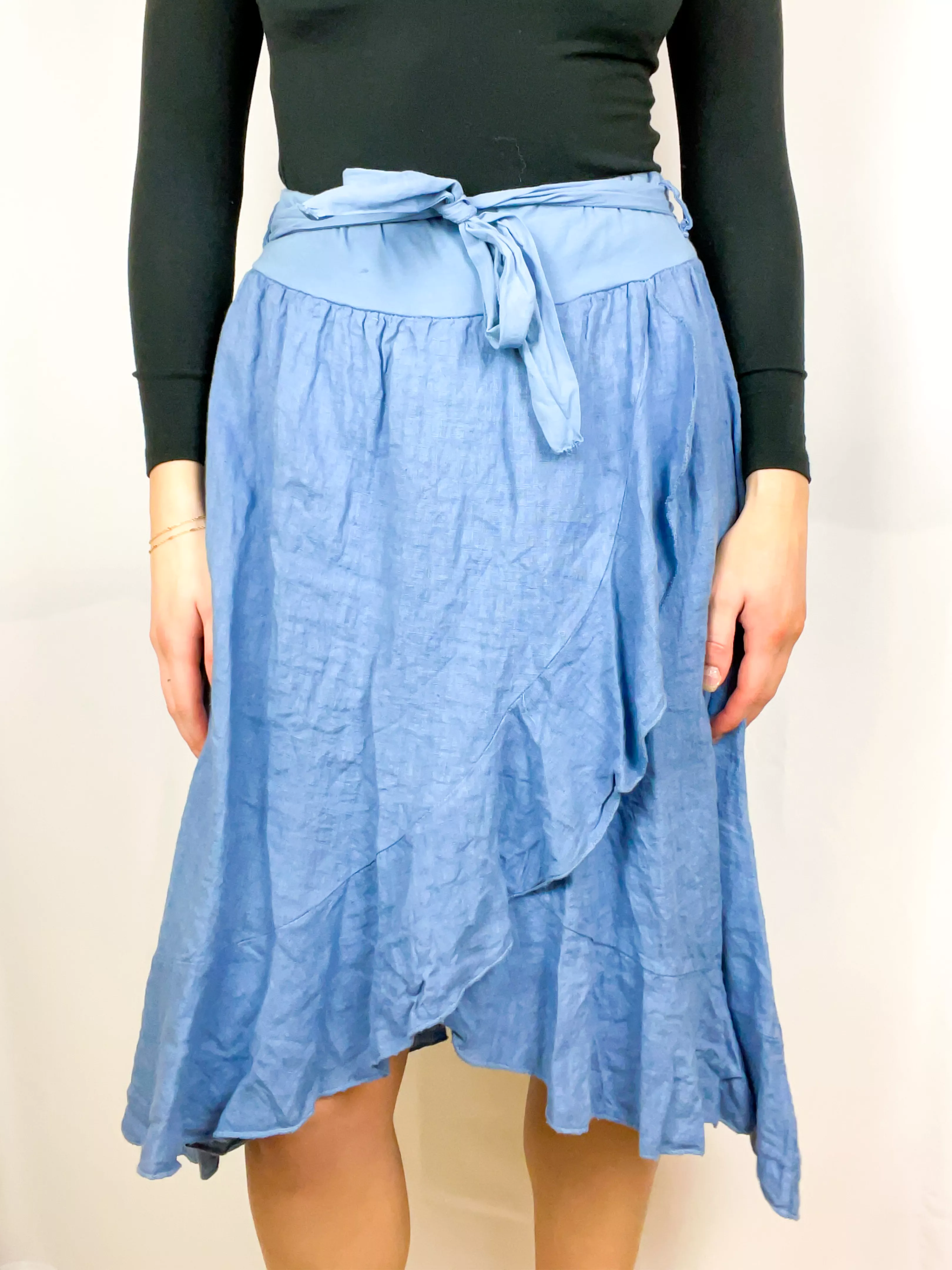 Ruffle Me Wrap Skirt Denim