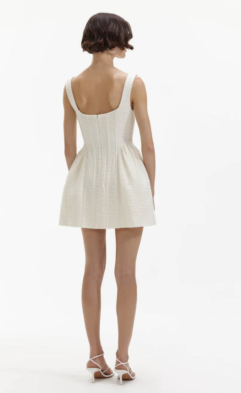 Self-portrait - Boucle Mini Dress - Cream