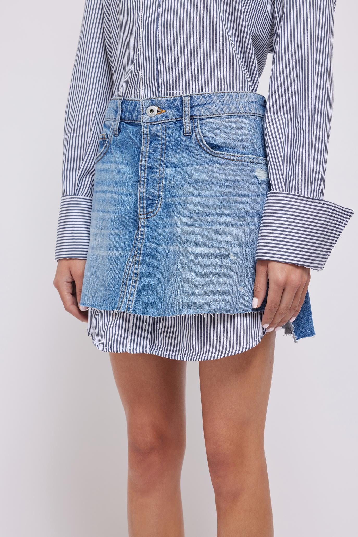 Simkhai - Eastyn Denim Combo Mini Dress - Midnight Stripe