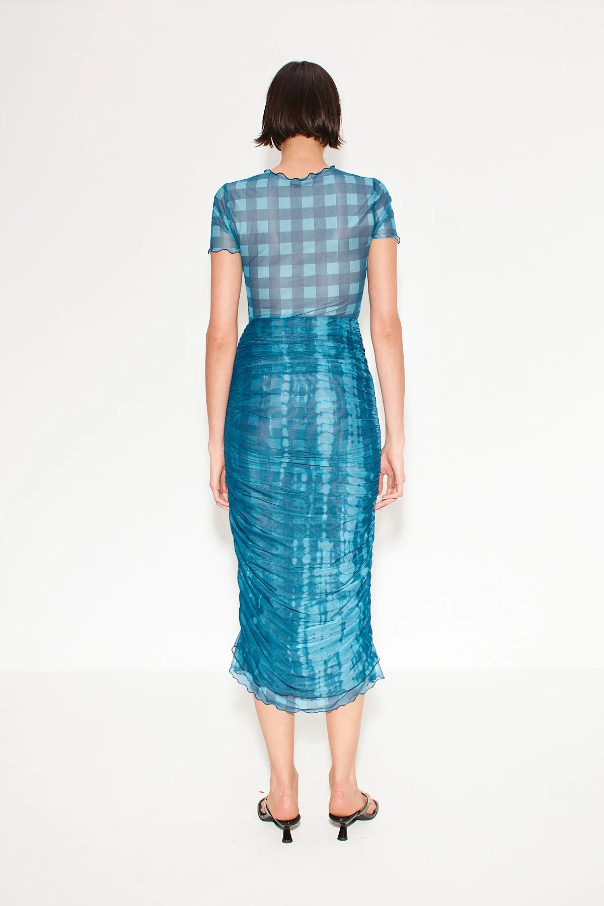 Simon Miller - Mesh Dress - Ink gingham shibori combo