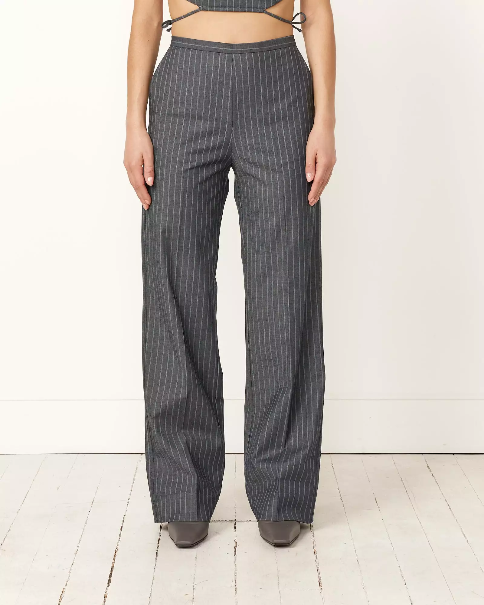 Stretch Stripe Mid Waist Pant