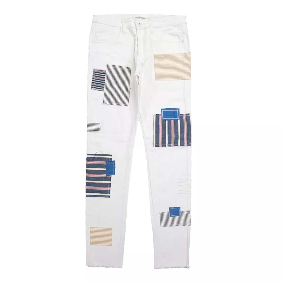 Stripe & Denim Patch Jeans (Wte) /C2