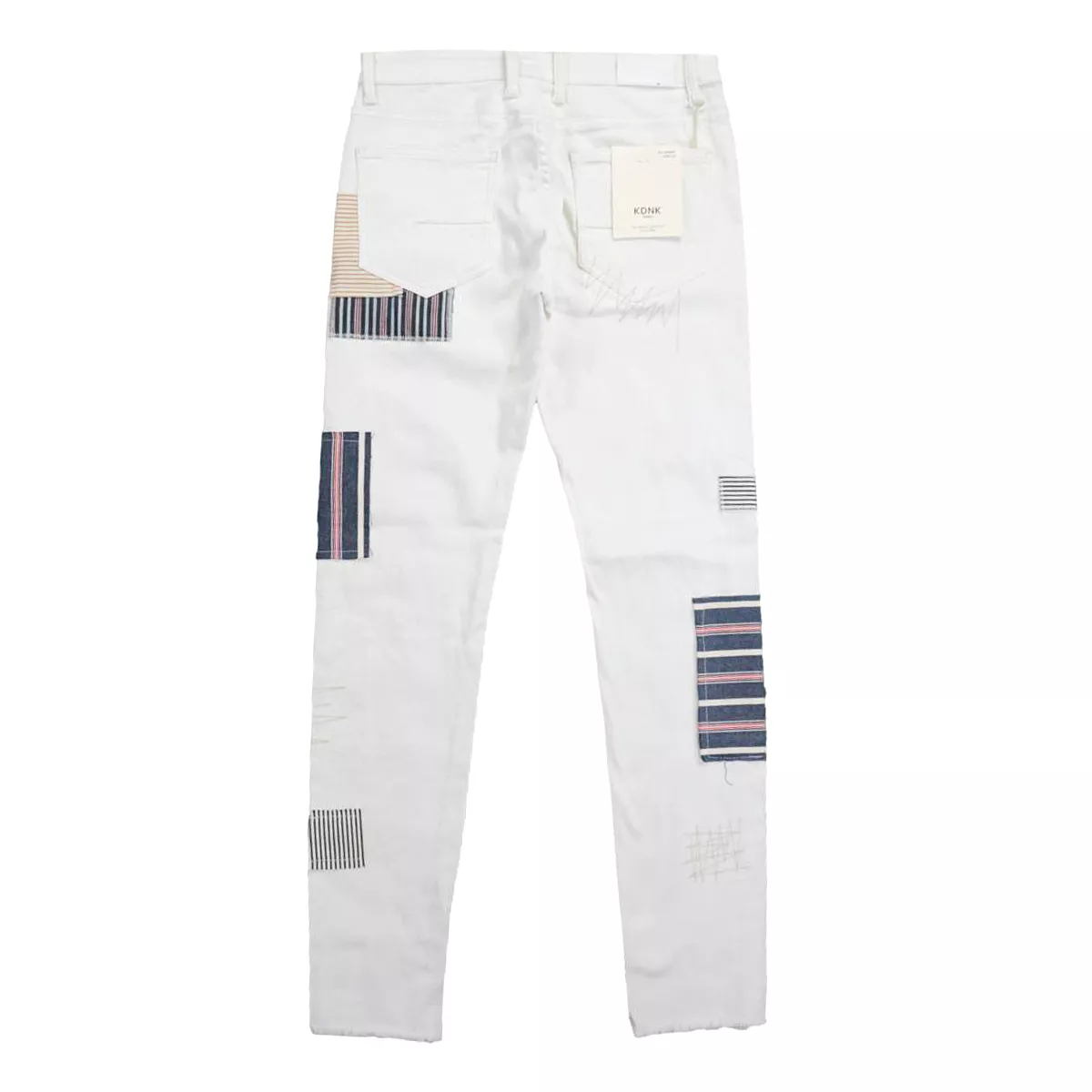 Stripe & Denim Patch Jeans (Wte) /C2