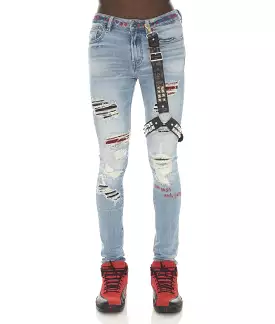 Studded Ripped Denim (Light Blue) /C1