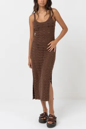 Sunny Knit Midi Dress Chocolate