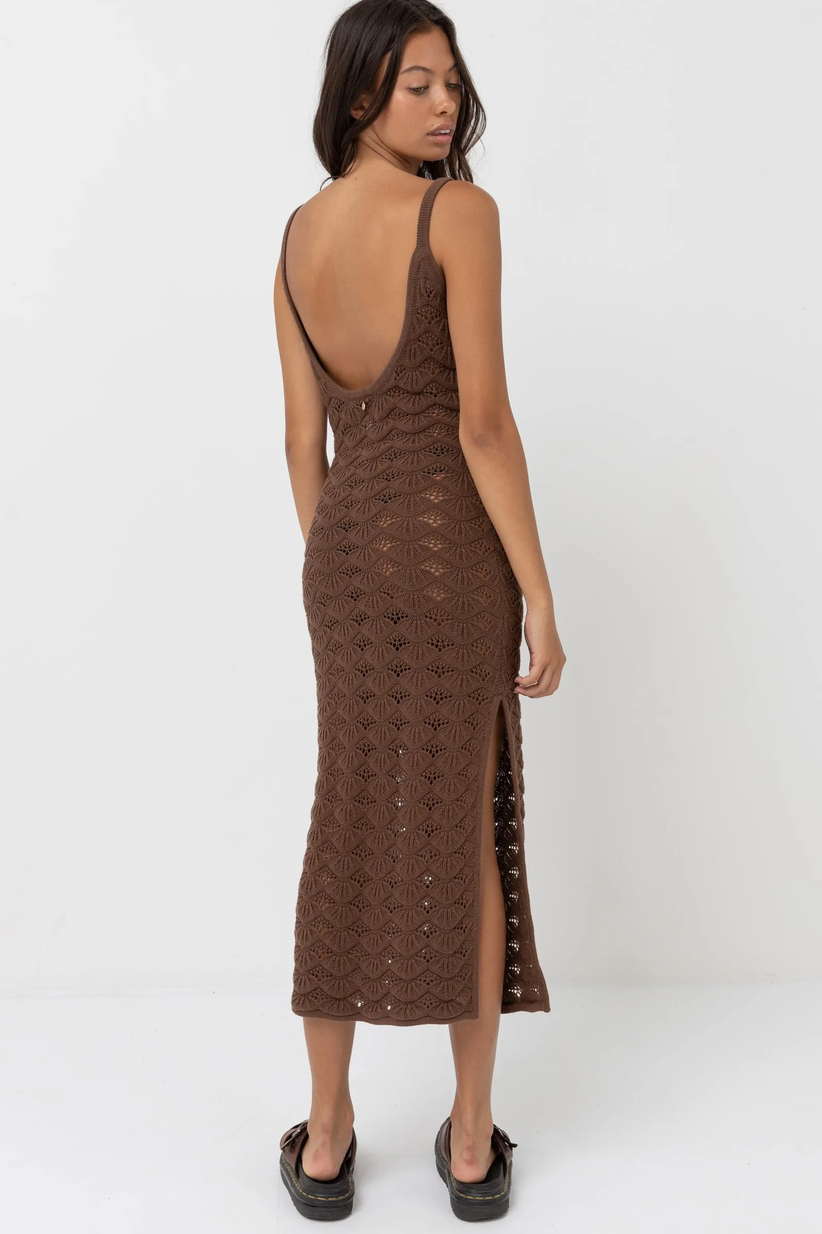 Sunny Knit Midi Dress Chocolate