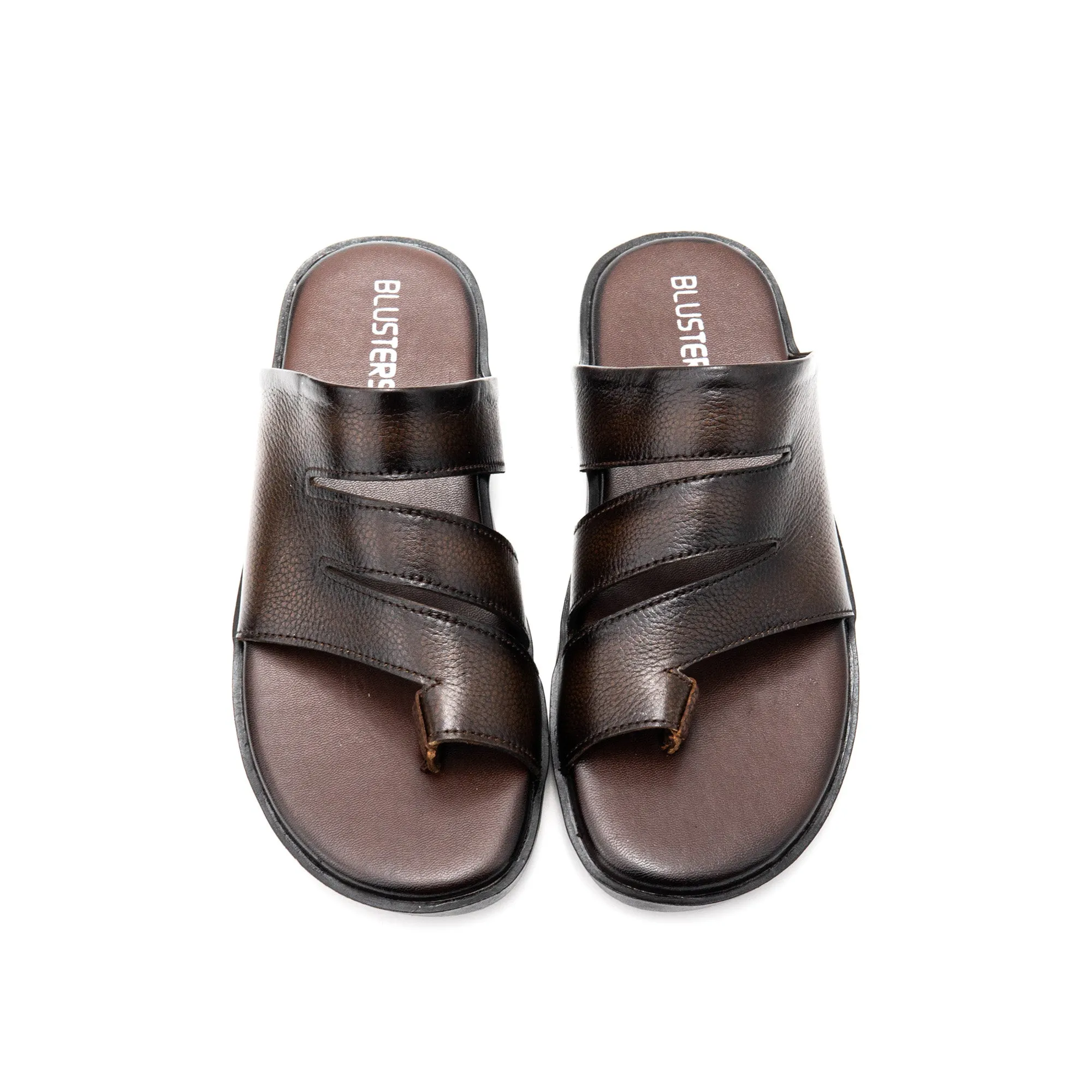 Triple Strap Men Leather Slippers