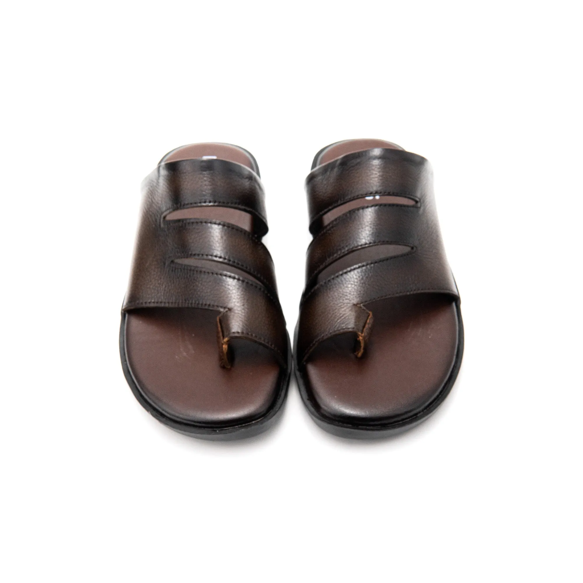 Triple Strap Men Leather Slippers