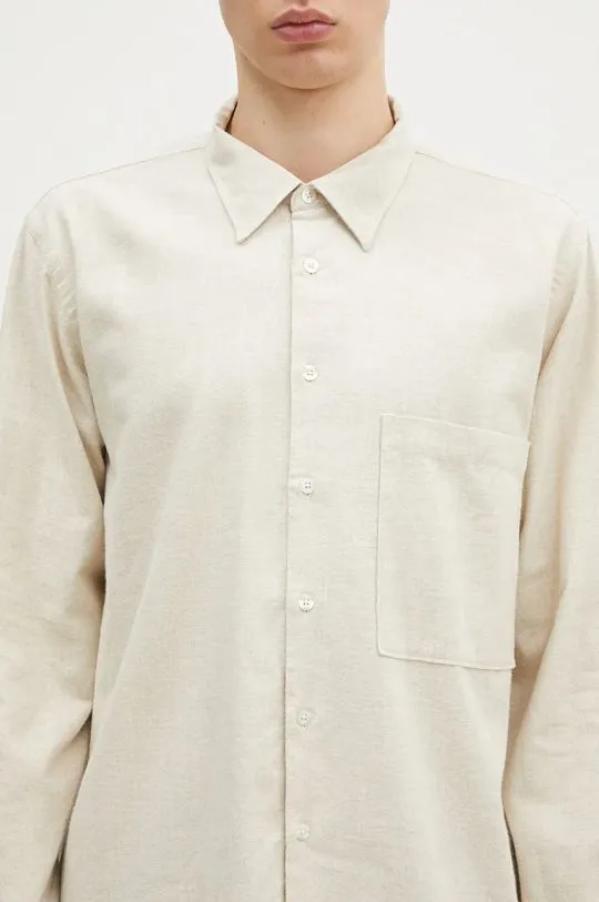 Universal Works cotton shirt men's beige color regular 31651