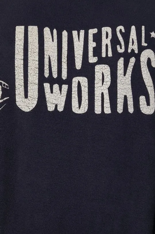 Universal Works cotton sweatshirt MYSTERY TRAIN PRINT SWEAT men's navy blue color 29183