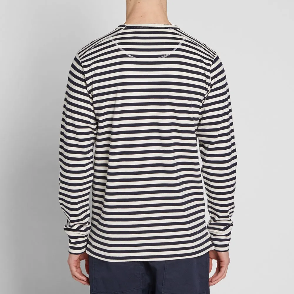 Universal Works Home Stripe Crew SweatNavy & Ecru