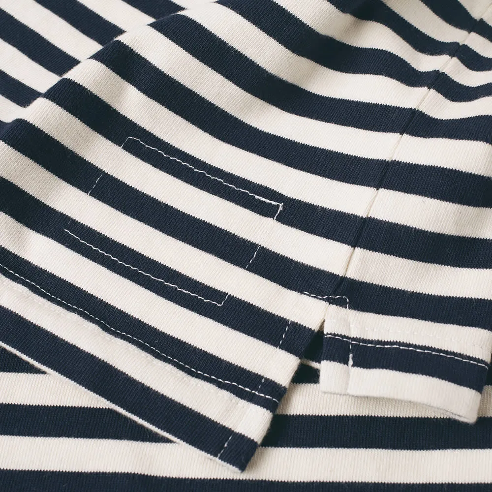 Universal Works Home Stripe Crew SweatNavy & Ecru