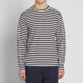 Universal Works Home Stripe Crew SweatNavy & Ecru