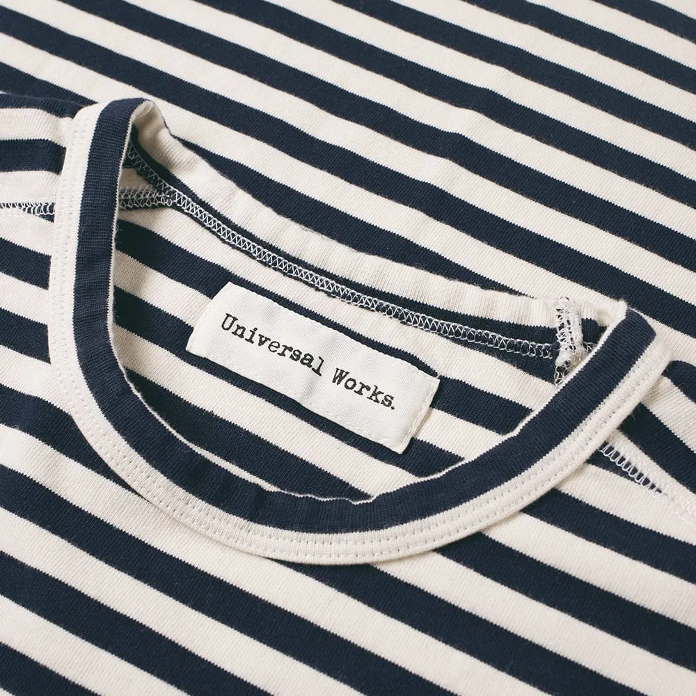 Universal Works Home Stripe Crew SweatNavy & Ecru