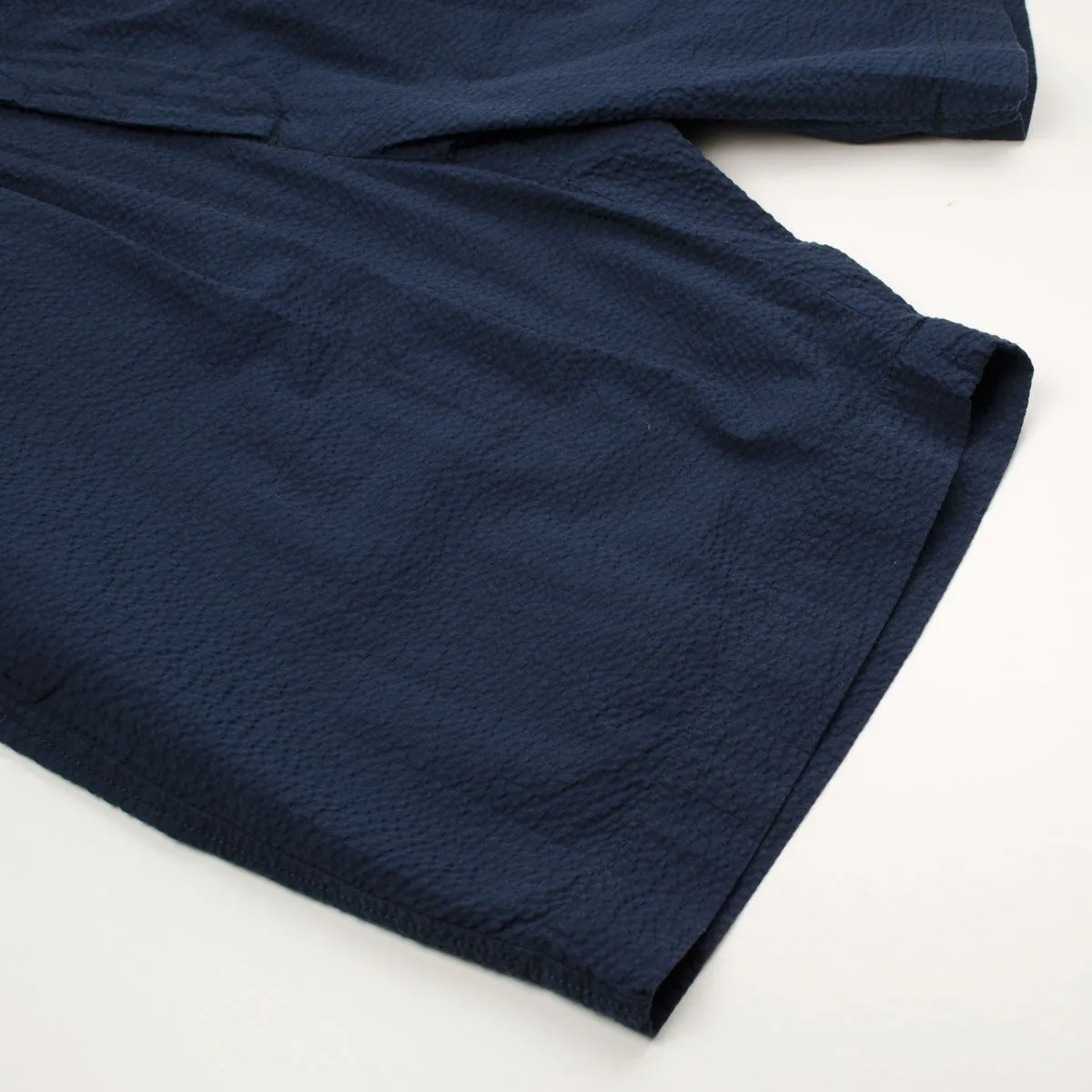 Universal Works - Pleated Track Short Cotton Seersucker - Navy