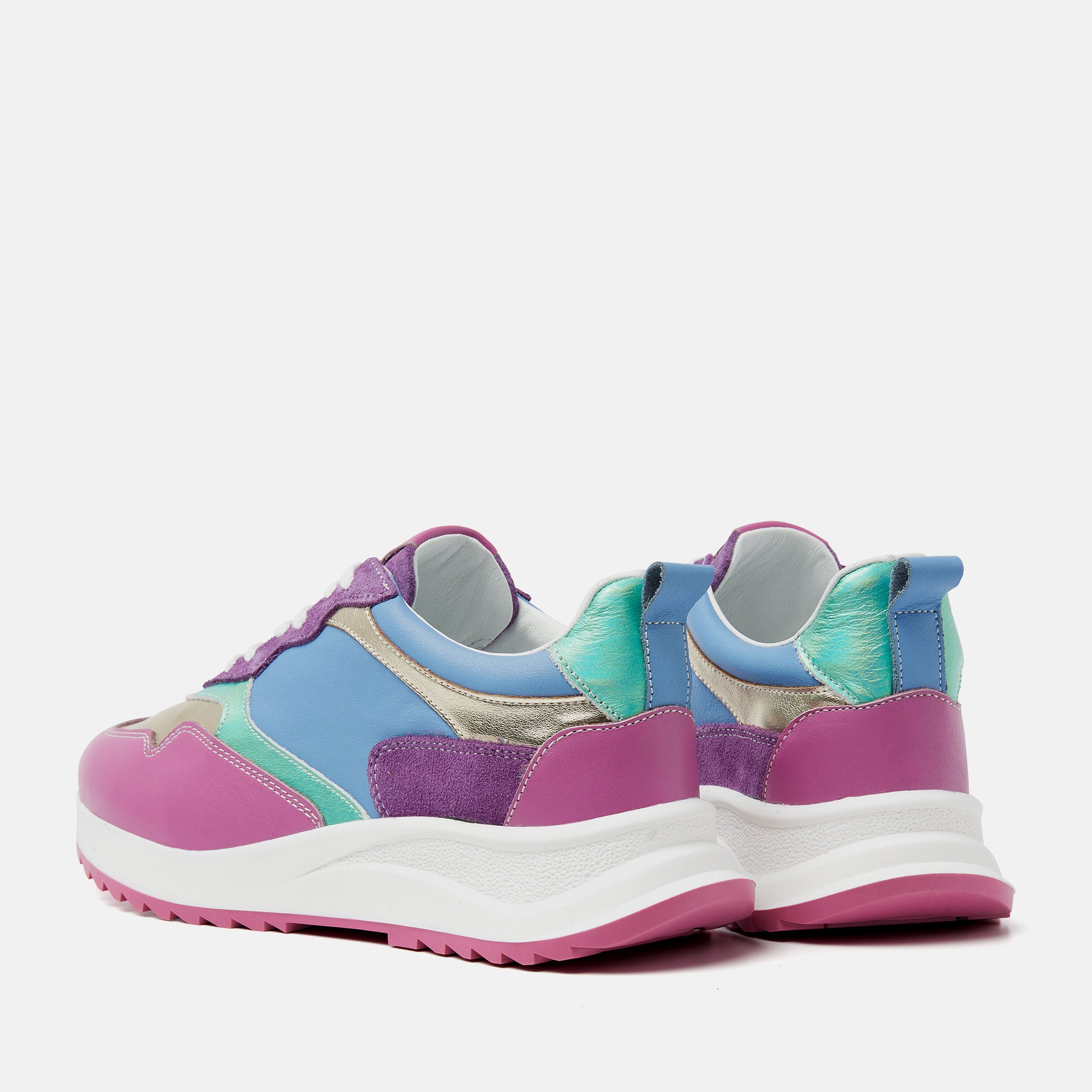 Valencia Leren Dames Sneakers Fuxia