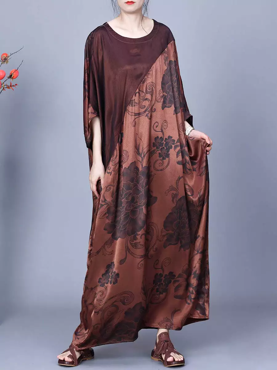 Women Vintage Flower Print Spliced Summer Maxi Dress CO1046